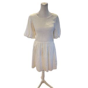 Lost + Wander Women's White Mykonos Mini Dress Size M Short Sleeve